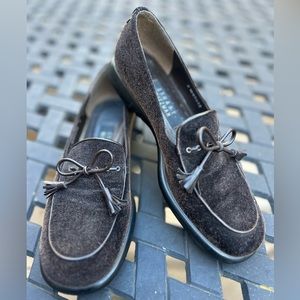 Stuart Weitzman Brown Velvet Loafer Narrow Women’s Shoes